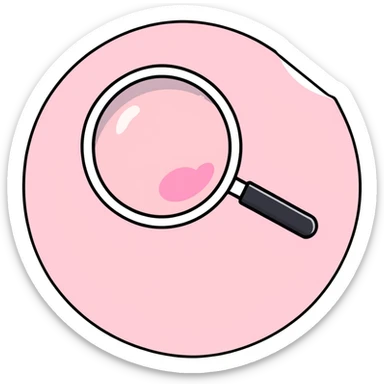 Pink Web browser on a computer with a magnifying glass
 sticker