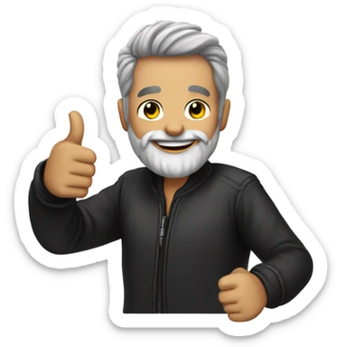smiling male in black jacket with grey Beard giviing thumbs up sticker
