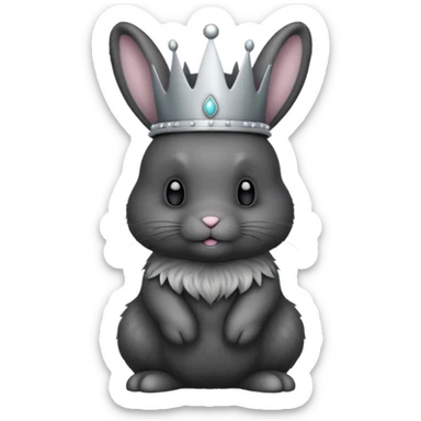 black bunny with silver crown sticker