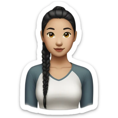 black ponytail asian girl sticker