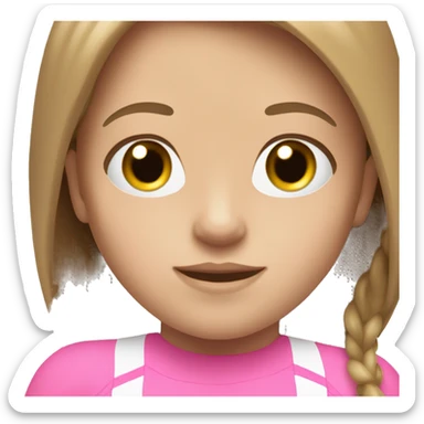 swimming little white girl with pink swimming suit dar brown long hair sticker