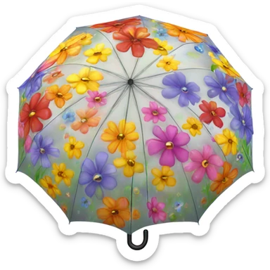 Large umbrella made of flowers with dew drops dripping  sticker