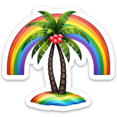 Palmera de negro y arcoiris sticker