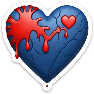 Bleeding navy blue heart  sticker