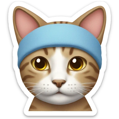 cat wearing a sweatband sticker