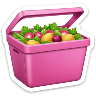 pink salad box contain sticker