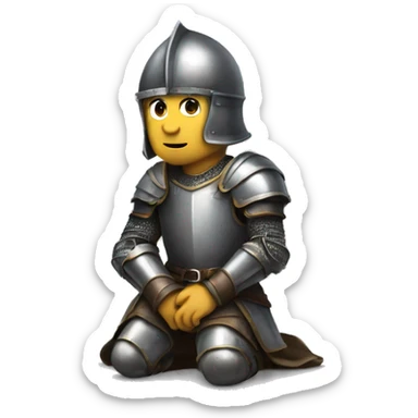 a knight kneeling on one knee sticker