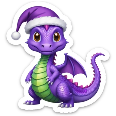 Purple dragon ,Christmas Hat sticker