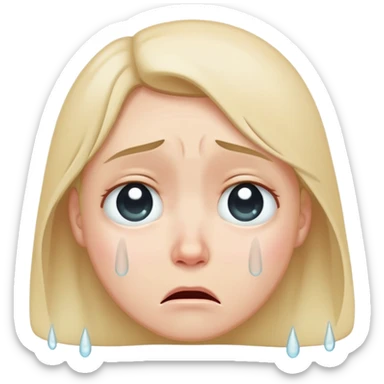 wistful crying face with subtle single tear and soft expression sticker