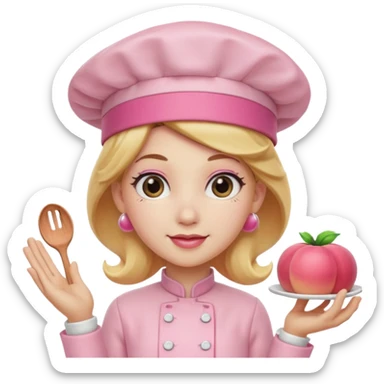 Pink chef hat princess peach with a hand sticker