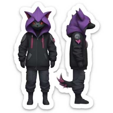 Dark Anthro Cool Noivern-Quilava -Pokémon Punk Techwear Hoodie Cargo Collar Full Body sticker