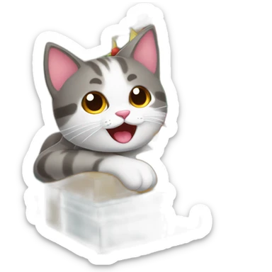 Gato abriendo los regalos de Navidad sticker