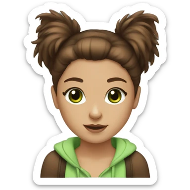 Girl with brown hair, green eyes and write shpic  Pomeranian  sticker