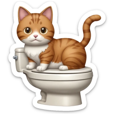 Cat pooping in toilet sticker