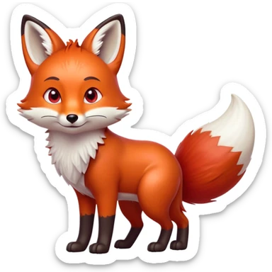 cinematic-noble [fox]-realistic-full-body-standing on all fours-emoji,-tail-tucked-close,-head-tilted-dramatically,-fox-[red]-fur,-simplified-yet-realistic-focused-features,-highly-detailed,-glowing-with-an-almost-sarcastic-glow  expressive eyes sticker