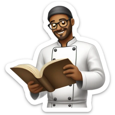 chef reading recipe book sticker