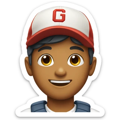 smiling boy in baseball cap sticker