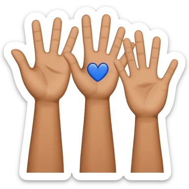 the raised hands emoji with a dark blue checkmark between them sticker