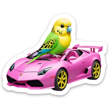budgie on lamborghini pink sticker