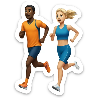 Sports man and woman run  sticker