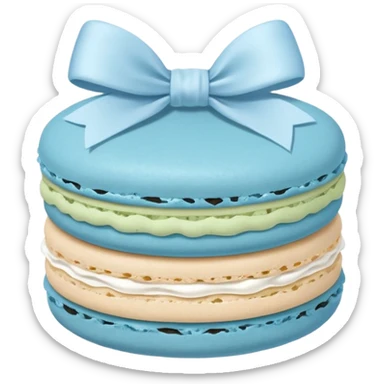sage blue macaron with white bow sticker