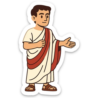 flat toon style Tiberius Gracchus wearing a Roman toga sticker