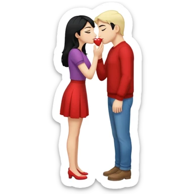 couple kissing black hair man blonde woman full body sticker