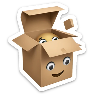 thinking outside the box, a happy box that the top is open and it has hands, I need to use for a linkedin post sticker
