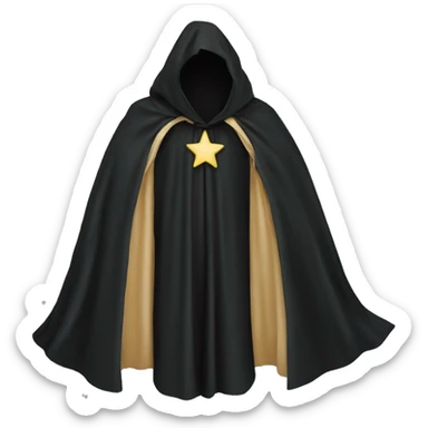 black cloak, stars on cloak, clothing sticker
