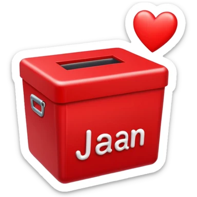 JAAN in bold letters in a red box with hearts  sticker