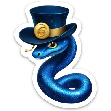 Dark blue glittery snake with top hat sticker