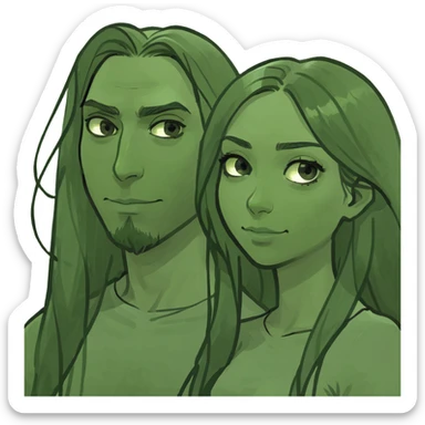 emoji ios 18 guy and girl are hugging, the girl has long beautiful hair, the guy looks respectable sticker
