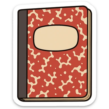 Red and white marbled cover notebook journal cover, blank sticker