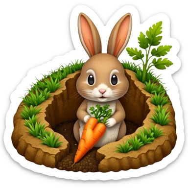 Rabbit burrow, carrot outside sticker