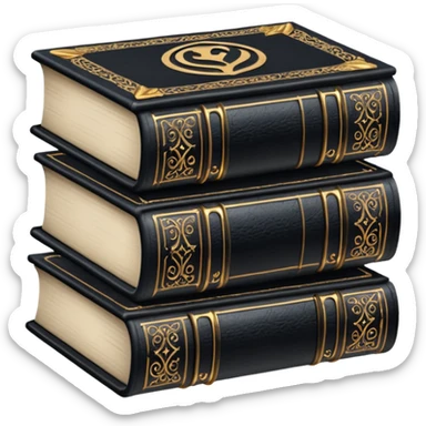 5 black gothic books on top sticker