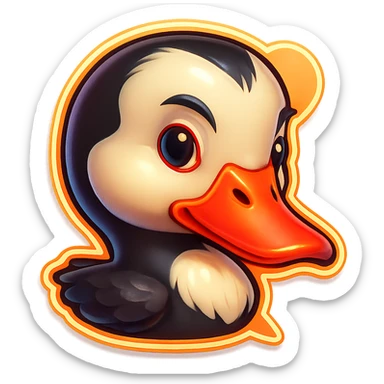 Make this Muscovy Duck look like an instant message emoji, with a subtle chat bubble outline and a slight drop shadow, keeping the background transparent. sticker