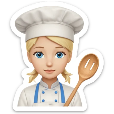 Blonde blue eyed female chef sticker