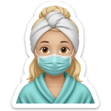 Face cleanser girl with mask and towel on her hair sticker