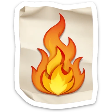 paper sheet with dialogue lines and small fire symbol sticker