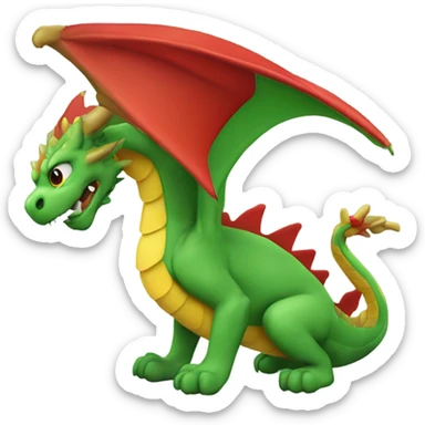  graoully dragon, green body and red back and green / yellow wings sticker