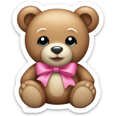 Teddy bear with pink bow sticker