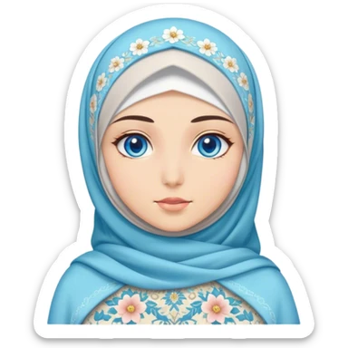 Turkish beautiful finish Konya girl blue eyes with hijab and blooming dress sticker
