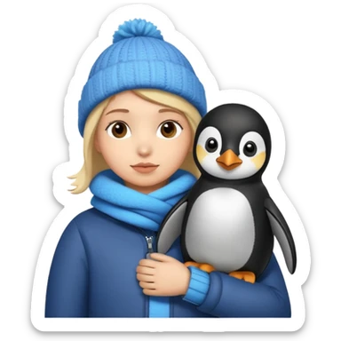 Winter penguin lying on Akashi Seijūrō’s shoulder with Akashi wearing winter clothes sticker