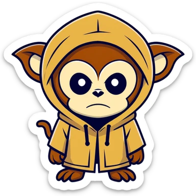 Jedi monkey mad with hood sticker