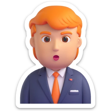 Donald Trump 3D emoji style, orange hair, suit, no text sticker
