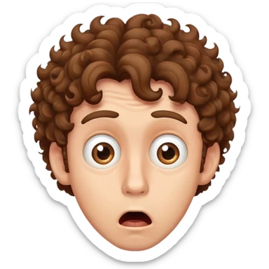 shocked striking man with brown curly hair sticker