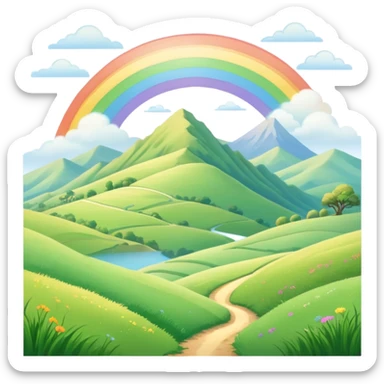  pastel rainbow hobbit landscape  sticker
