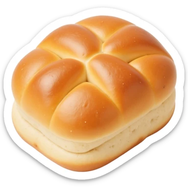 golden brown bun with shiny surface, skeuomorphism icon style sticker