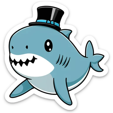 shark wearing a top hat sticker