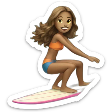 a girl surfing but flat wave sticker